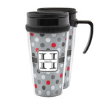 Red & Gray Polka Dots Acrylic Travel Mug (Personalized)