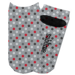 Red & Gray Polka Dots Adult Ankle Socks
