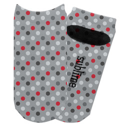 Red & Gray Polka Dots Adult Ankle Socks (Personalized)