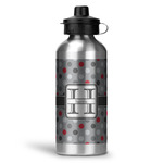 Red & Gray Polka Dots Water Bottle - Aluminum - 20 oz (Personalized)