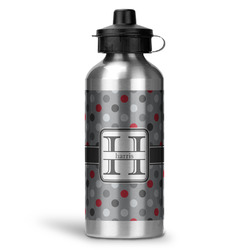 Red & Gray Polka Dots Water Bottle - Aluminum - 20 oz (Personalized)