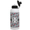 Red & Gray Polka Dots Aluminum Water Bottle - White Front