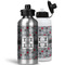 Red & Gray Polka Dots Aluminum Water Bottles - MAIN (white &silver)