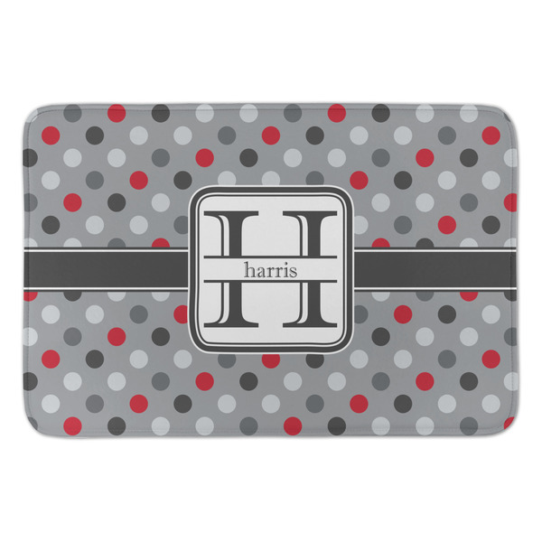Custom Red & Gray Polka Dots Anti-Fatigue Kitchen Mat (Personalized)