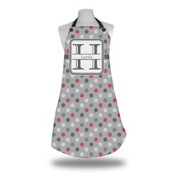Red & Gray Polka Dots Apron w/ Name and Initial