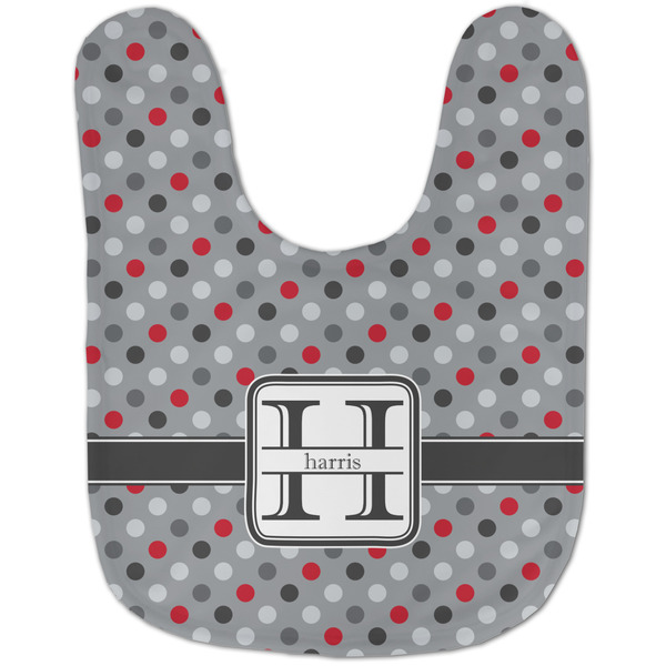 Red & Gray Polka Dots Baby Bib - AFT flat