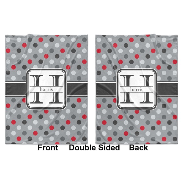 Red & Gray Polka Dots Baby Blanket (Double Sided - Printed Front and Back)
