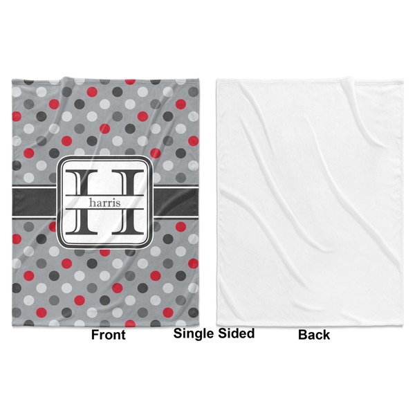 Red & Gray Polka Dots Baby Blanket (Single Side - Printed Front, White Back)