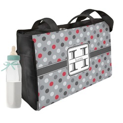 Red & Gray Polka Dots Diaper Bag w/ Name and Initial