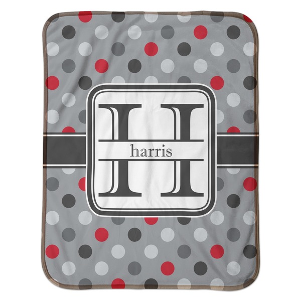 Red & Gray Polka Dots Baby Sherpa Blanket - Flat