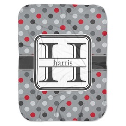 Red & Gray Polka Dots Baby Swaddling Blanket (Personalized)
