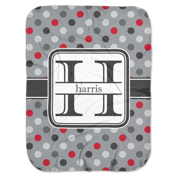 Custom Red & Gray Polka Dots Baby Swaddling Blanket (Personalized)