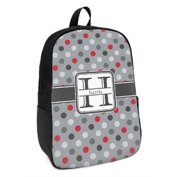 Red & Gray Polka Dots Kids Backpack (Personalized)