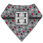 Red & Gray Polka Dots Bandana Bib (Personalized)