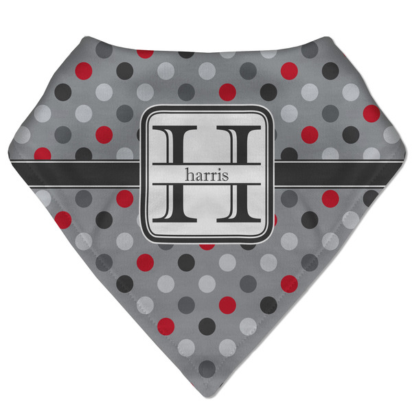 Custom Red & Gray Polka Dots Bandana Bib (Personalized)
