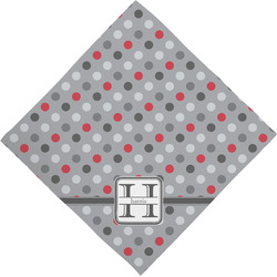 Red & Gray Polka Dots Dog Bandana Scarf w/ Name and Initial