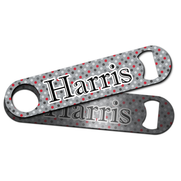 Red & Gray Polka Dots Bar Bottle Opener - Main