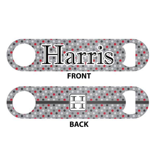 Red & Gray Polka Dots Bar Bottle Opener - White - Approval