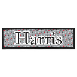 Red & Gray Polka Dots Bar Mat (Personalized)