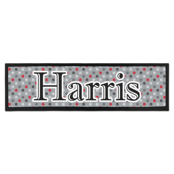 Custom Red & Gray Polka Dots Bar Mat (Personalized)