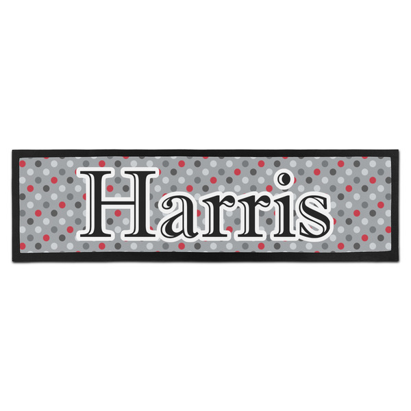 Custom Red & Gray Polka Dots Bar Mat (Personalized)