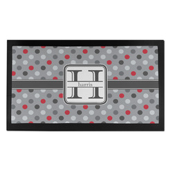 Red & Gray Polka Dots Bar Mat - Small (Personalized)