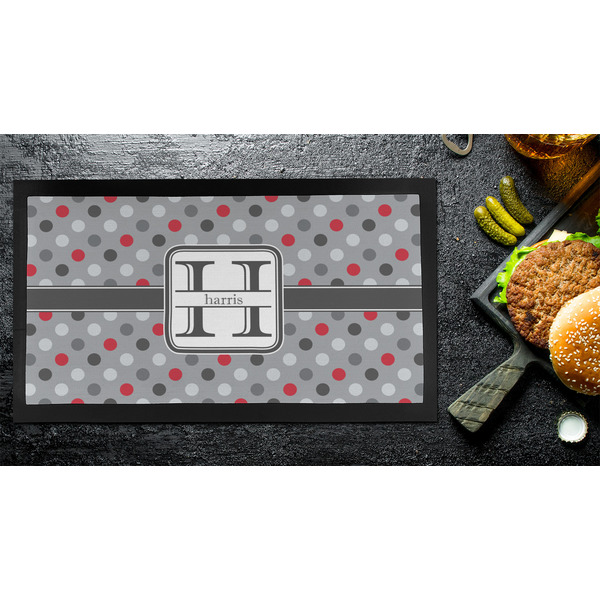 Red & Gray Polka Dots Bar Mat - Small - LIFESTYLE