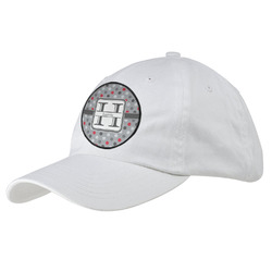 Red & Gray Polka Dots Baseball Cap - White (Personalized)
