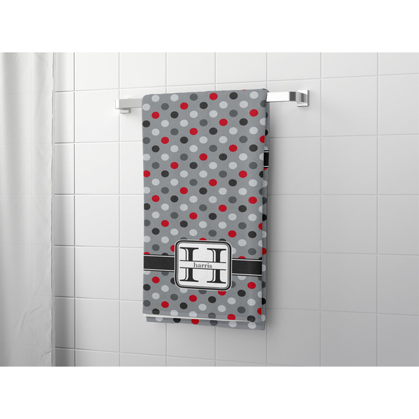 Red & Gray Polka Dots Bath Towel - LIFESTYLE