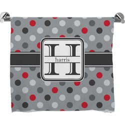 Red & Gray Polka Dots Bath Towel (Personalized)