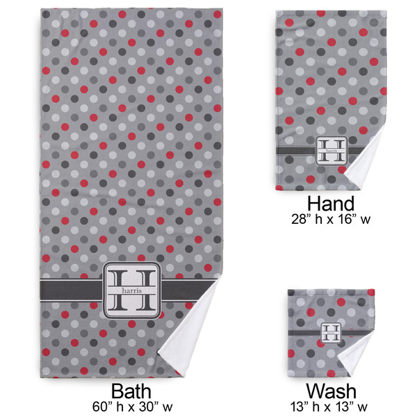 Red & Gray Polka Dots Bath Towel Sets - 3-piece - Approval