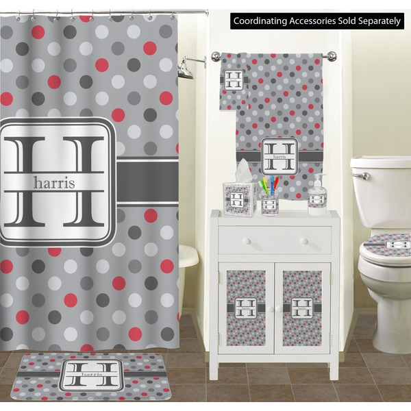 Red & Gray Polka Dots Bathroom Scene