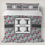 Red & Gray Polka Dots Duvet Cover Set - King (Personalized)
