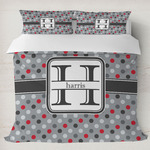 Red & Gray Polka Dots Duvet Cover Set - King (Personalized)