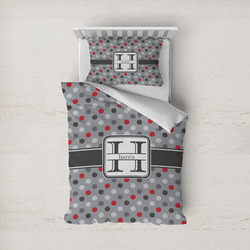 Red & Gray Polka Dots Duvet Cover Set - Twin (Personalized)