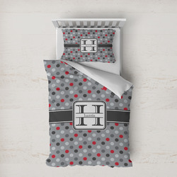 Red & Gray Polka Dots Duvet Cover Set - Twin XL (Personalized)