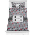Red & Gray Polka Dots Comforter Set - Twin (Personalized)
