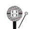 Red & Gray Polka Dots Black Plastic 7" Stir Stick - Round - Closeup