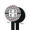 Red & Gray Polka Dots Black Plastic 7" Stir Stick - Single Sided - Round - Front & Back