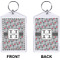 Red & Gray Polka Dots Bling Keychain (Front + Back)