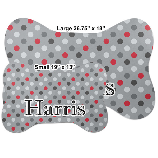 Red & Gray Polka Dots Bone Shaped Mat Comparison