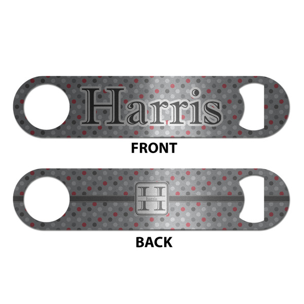 Red & Gray Polka Dots Bottle Opener - Front & Back