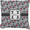 Red & Gray Polka Dots Burlap Pillow 22"