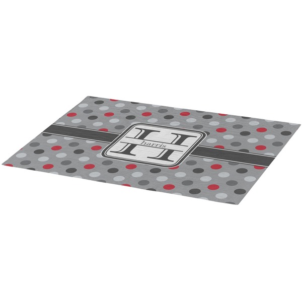 Red & Gray Polka Dots Burlap Placemat (Angle View)