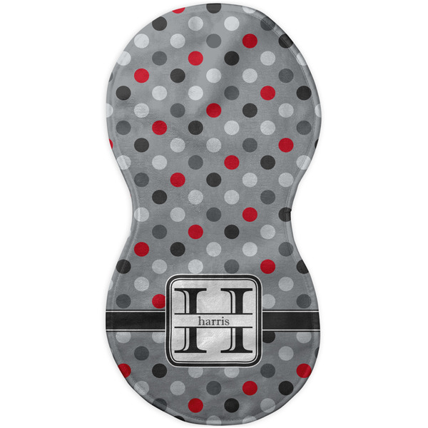 Red & Gray Polka Dots Burp Peanut Shaped Flat