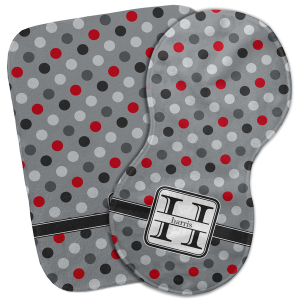 Custom Red & Gray Polka Dots Burp Cloth (Personalized)