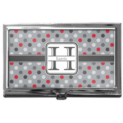 Red & Gray Polka Dots Business Card Case