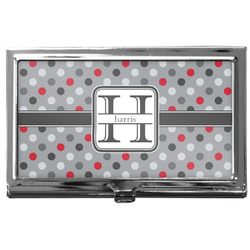 Red & Gray Polka Dots Business Card Case
