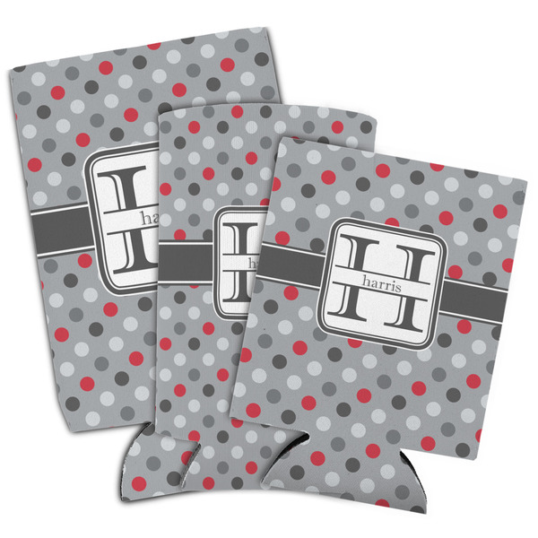 Red & Gray Polka Dots Can Coolers - PARENT/MAIN
