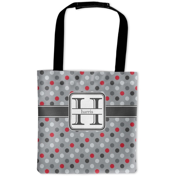 Custom Red & Gray Polka Dots Auto Back Seat Organizer Bag (Personalized)